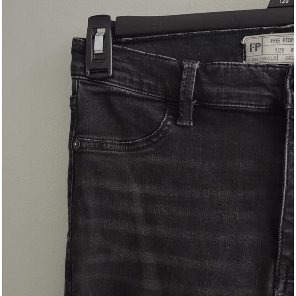 Free People Black Distressed Boyfriend Jeans Womens 30 Denim Frayed - Picture 2 of 6